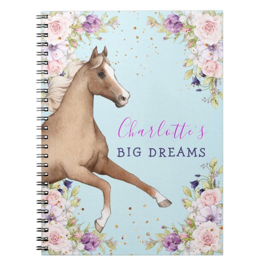 水彩フローラブラウン馬スパイラルノート ノートブック (正面)