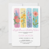 水彩フローラブラシストローク誕生日招待状 シーズンカード (正面)