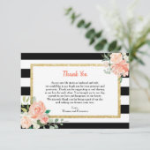 水彩フローラブラックストライプズ結婚サンキュー サンキューカード (スタンド正面)