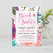 水彩フローラブランチ&バブリーブライダルシャワー 招待状 (スタンド正面)