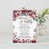 水彩フローラブルガンディブランチブライダルシャワー 招待状 (スタンド正面)