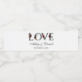 水彩フローラブルガンディブルー結婚ラブ ペットボトルラベル (シングルラベル)