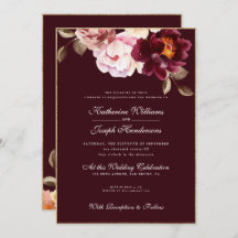 水彩フローラブルガンディブーケロマ結婚ンス