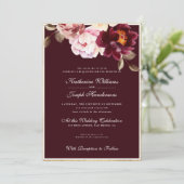 水彩フローラブルガンディブーケロマ結婚ンス 招待状 (スタンド正面)