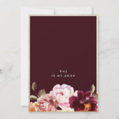 水彩フローラブルガンディブーケロマ結婚ンス 招待状 (裏面)