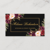 水彩フローラブルガンディマルサラ金ゴールドブラック 名刺 (正面)
