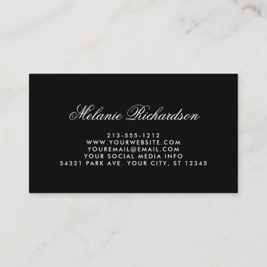 水彩フローラブルガンディーブラック金ゴールド 名刺 (裏面)