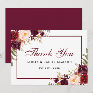 水彩フローラブルガン結婚ディの感謝していSB サンキューカード