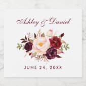 水彩フローラブルガン結婚ディ スパークリングワインラベル (シングルラベル)