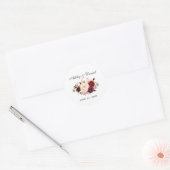 水彩フローラブルガン結婚ディ ラウンドシール (封筒)