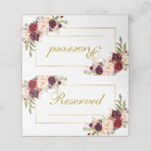 水彩フローラブルグンディ結婚ズ予約金ゴールド プレイスカード (外部開封)