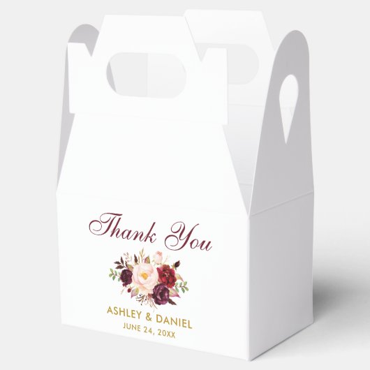 水彩フローラブルグンディ結婚ズ感謝してい金ゴールド フェイバーボックス (オープン)