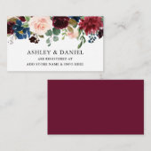 水彩フローラブルグンディ結婚ズ・レジストリ エンクロージャーカード (正面/裏面)