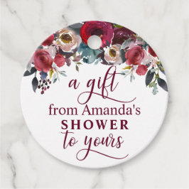 水彩フローラブルゴーニュブライダルシャワー フェイバータグ