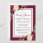 水彩フローラブルゴーニュブライダルシャワー 招待状 (正面)