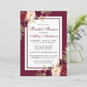 水彩フローラブルゴーニュブライダルシャワー 招待状 (スタンド正面)