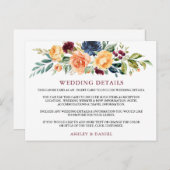 水彩フローラブルゴーニュ結婚の詳細カード ポストカード (正面/裏面)