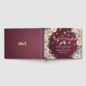 水彩フローラブルゴーニュ結婚レッドのゲストブック ゲストブック (全面)