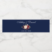 水彩フローラブルゴーニュ結婚ー青 ペットボトルラベル (シングルラベル)