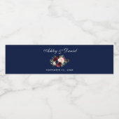 水彩フローラブルゴーニュ結婚ー青 ペットボトルラベル (シングルラベル)