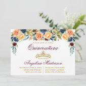 水彩フローラブルゴーニュ金ゴールドキンセアニェラパーティー 招待状 (スタンド正面)