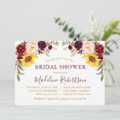 水彩フローラブルゴーニュ金ゴールドブライダルシャワー 招待状 (スタンド正面)
