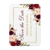 水彩フローラブルゴーニュ金ゴールド日付を保存 マグネット (縦)