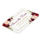 水彩フローラブルゴーニュ金ゴールド日付を保存 マグネット (左側)