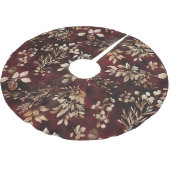 水彩フローラブルゴーニュ(茶色と白) ブラッシュドポリエステルツリースカート (アングル)