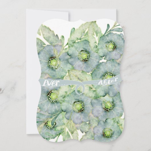 水彩フローラブルーとグリーン結婚ズ 招待状 (裏面)