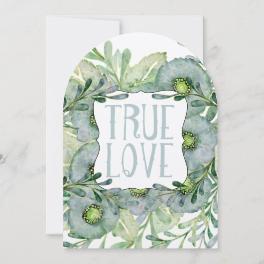 水彩フローラブルーとグリーン結婚ズ 招待状 (裏面)