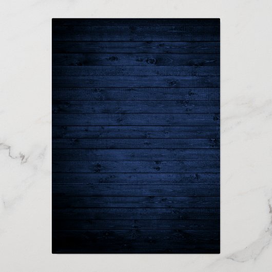 水彩フローラブルーウッド結婚ズ金ゴールド 箔招待状 (裏面)