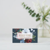 水彩フローラブルーエレガントカード 名刺 (スタンド正面)