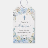 水彩フローラブルーバプテスマありがとうギフトラベル ギフトタグ (正面)