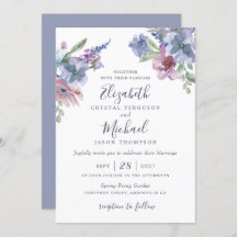 水彩フローラブルーパープル赤面 モダン