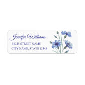 水彩フローラブルーベビーシャワー差出人住所 ラベル (正面)