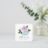 水彩フローラブルーマカロンベーカリー&スイーツ スクエア名刺 (スタンド正面)