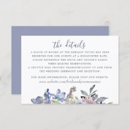 水彩フローラブルーラベンダー赤面 モダン 招待状