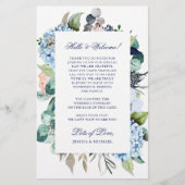 水彩フローラブルー結婚のウェルカム旅程 (正面)