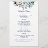 水彩フローラブルー結婚のウェルカム旅程 (裏面)