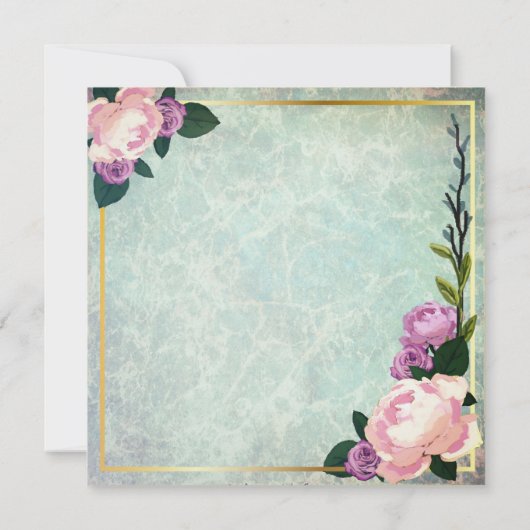 水彩フローラブルー&ピンク婚約パーティ 招待状 (裏面)