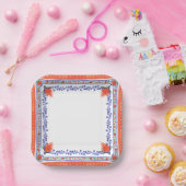 水彩フローラブロックプリントクリスマス ペーパープレート (パーティー)