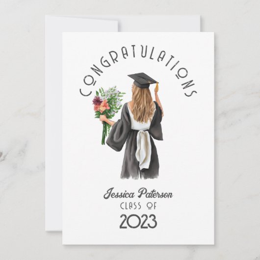 水彩フローラブロンドガールおめでとう (正面)