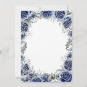 水彩フローラブーケのネイビー結婚ブルー 招待状 (裏面)