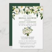 水彩フローラブーケエレガントブライダルシャワー 招待状 (正面/裏面)