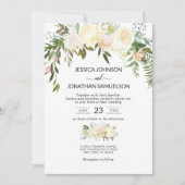 水彩フローラブーケピンクベージュアイボリー結婚ズ 招待状 (正面)