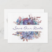 水彩フローラブーケ日付の保存 案内ポストカード (正面/裏面)