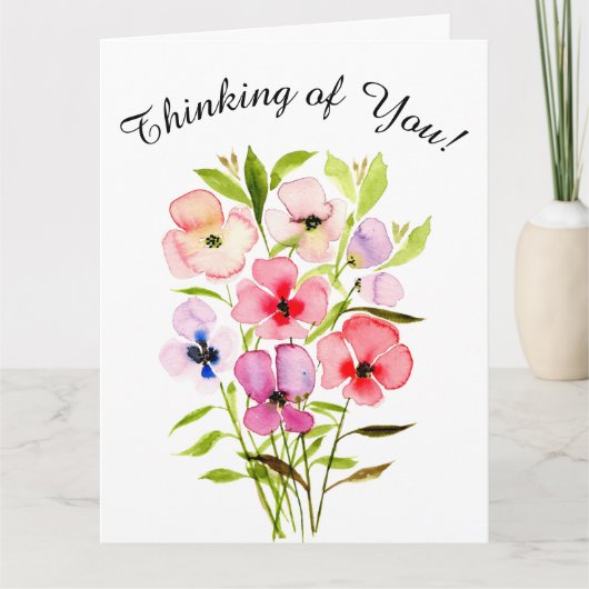 水彩フローラブーケ考えるの写真 カード (正面)