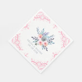 水彩フローラブーケ&ピンクフレーム スタンダードランチョンナプキン (角)