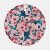 水彩フローラブーケ：ヴィンテージ牡丹。 ガラスオーナメント (裏面)